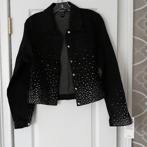 Black denim pant and jacket, size 4, LAST ONE - Picture 3 of 9